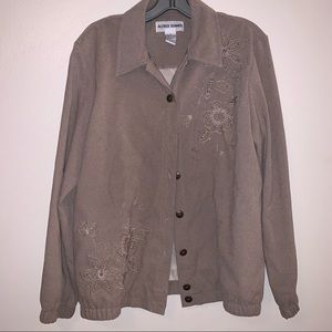 Alfred Dunner Size 10 Polyester Spandex Nylon Button Down Tan Jacket